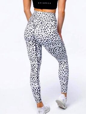 Balance Athletica White Leggings With Black Polka Dots Women’s XS